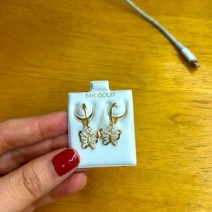 14kt butterfly dangling earrings